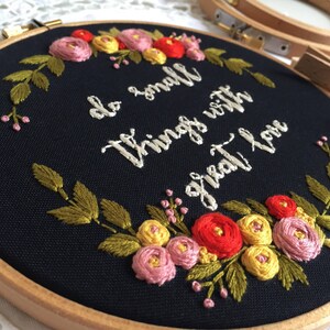 Hoop Art, Floral Embroidery, Personalized Gift, Broderie, Hand Embroidery, Birthday Gift, Wall Hanging Sign, Embroidery Hoop Art, Home Decor image 5