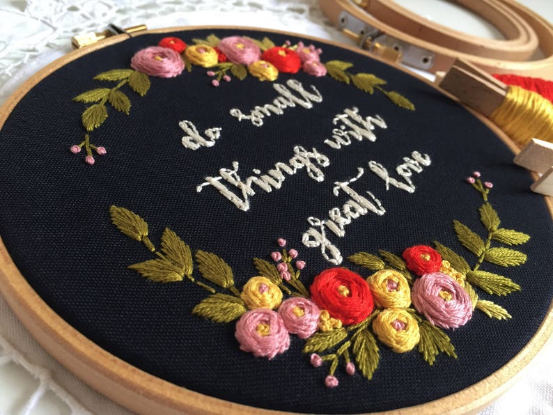 Hoop Art, Floral Embroidery, Personalized Gift, Broderie, Hand Embroidery, Birthday Gift, Wall Hanging Sign, Embroidery Hoop Art, Home Decor image 5