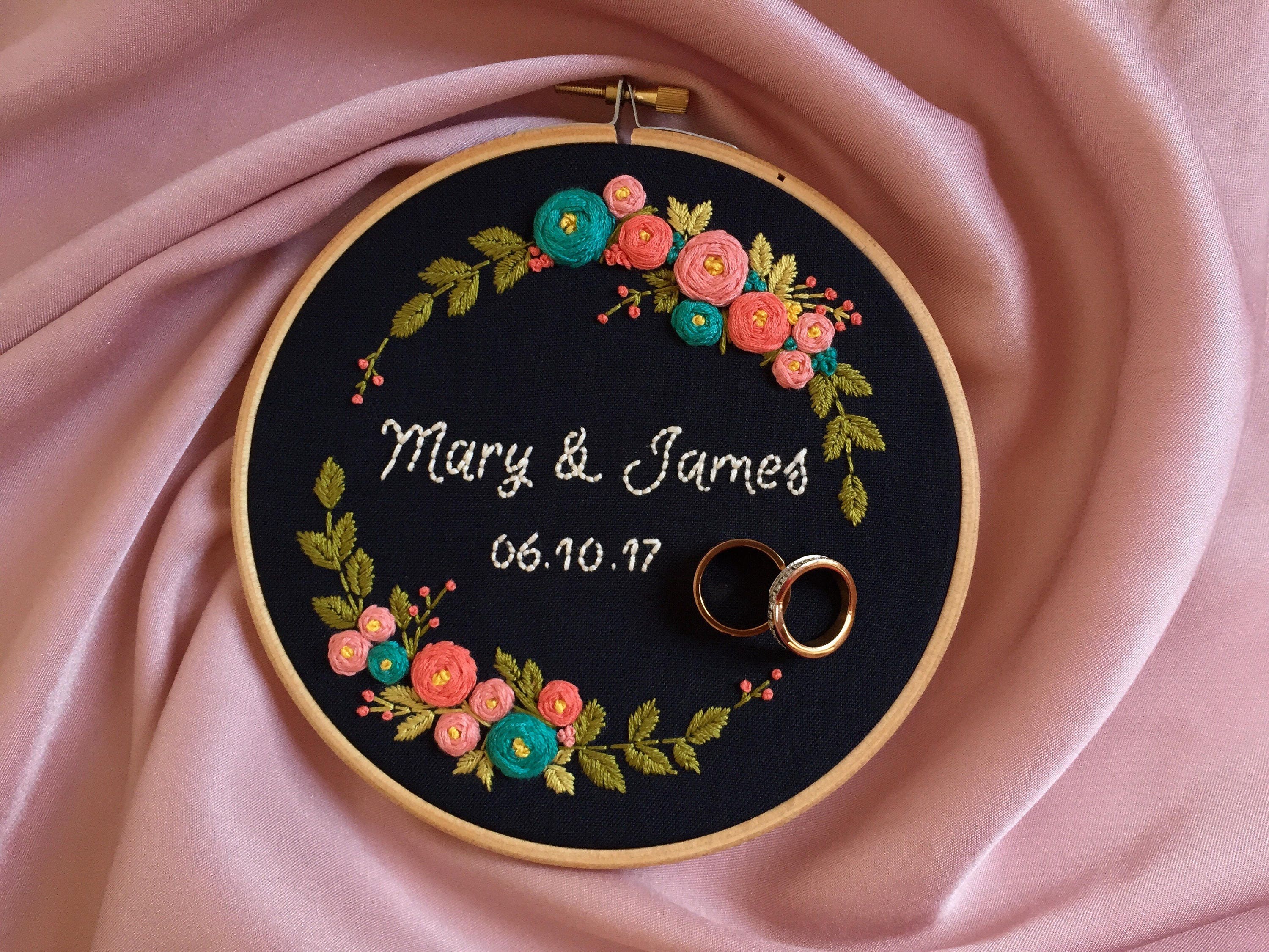 Wedding embroidery Embroidery hoop art Floral hand Etsy