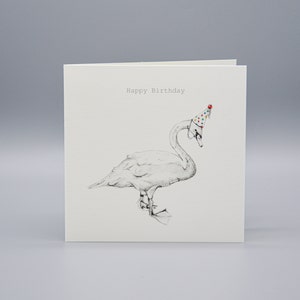 Carte d’anniversaire illustrée - Cygne - Main finie - Cartes de vœux