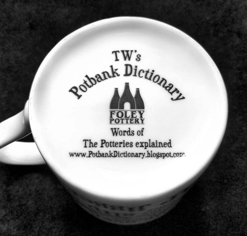 Potbank Dictionary Mug, Stoke-on-Trent Potteries, fine china mug made in England blue image 5