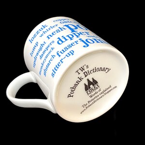 Potbank Dictionary Mug, Stoke-on-Trent Potteries, fine china mug made in England blue image 4