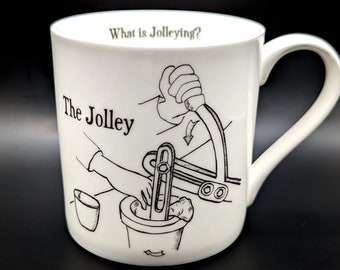 What is JOLLEYING? Potbank Dictionary Mug, Stoke-on-Trent Potteries, fine china coffee/tea/beverage mug, Made in England