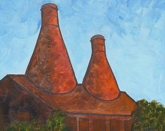 Falcon Works. Original Potteries heritage landscape acrylic kiln painting