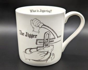What is JIGGERING? Potbank Dictionary Mug, Stoke-on-Trent Potteries, fine china coffee/tea/beverage mug, Made in England