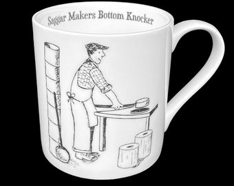 Saggar Makers Bottom Knocker, Potbank Dictionary mug, Stoke-on-Trent Potteries fine china mug, made in England