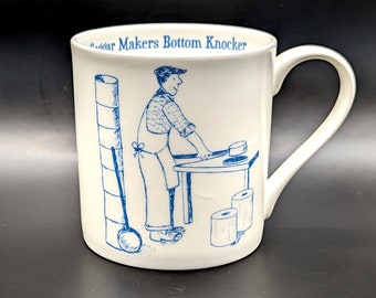 Saggar Makers Bottom Knocker Mug from the Potbank Dictionary, Stoke-on-Trent Potteries, fine china mug made in England - blue