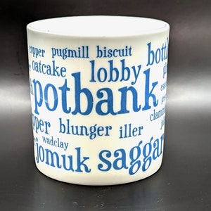 Potbank Dictionary Mug, Stoke-on-Trent Potteries, fine china mug made in England blue image 2