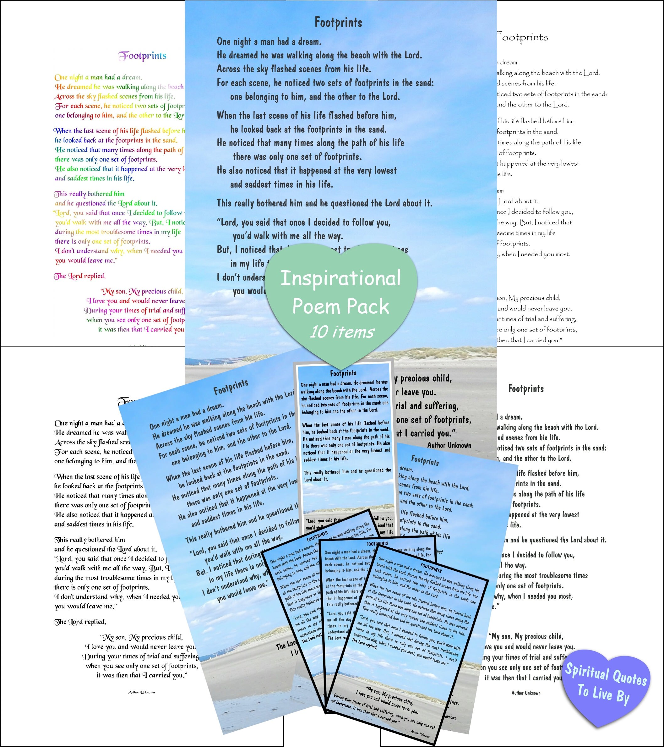 Footprints 10 Item Poem Pack Printable Footprints | Etsy