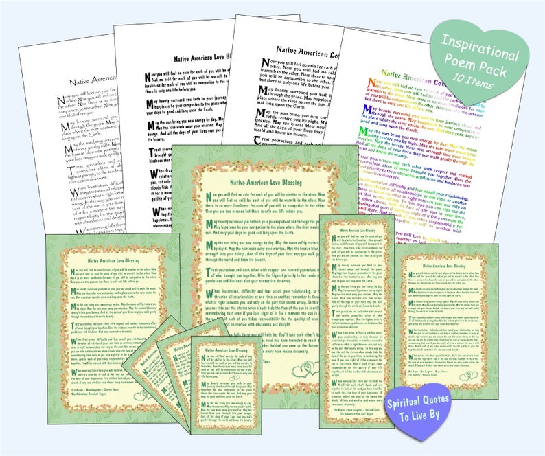 Native American Love Blessing 10 Item Poem Pack Printable Etsy