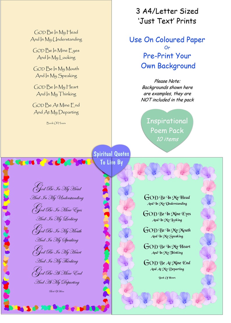 God Be In My Head 10 Item Poem Pack Sarum Prayer Hymn Etsy God Be In My Head 10 Item Poem Pack Sarum Prayer Hymn Etsy
