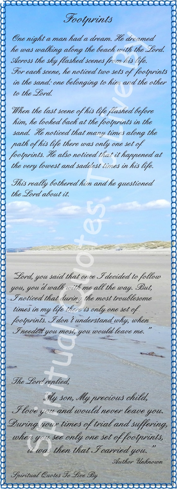 Totally free printable footprints in just the sand bookmark picture relating to Footprints in the Sand Poem Printable Version called Absolutely free printable footprints in just the sand bookmark