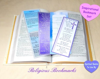 Religious Bookmarks - Footprints In The Sand - Make Me A Channel - God Be In My Head - The Lord's Prayer - Spiritual Quotes To Live By
