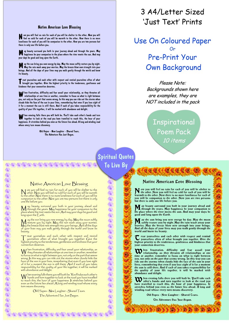Native American Love Blessing 10 Item Poem Pack Printable Etsy