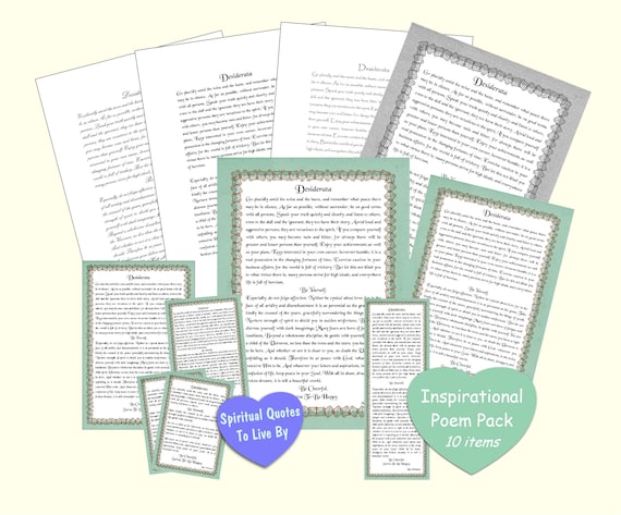 Desiderata Printable - 10 Products Poem Pack - Desiderata Wall Artwork - Desiderata Bookmark - Desiderata Card - Non secular Quotations In direction of Dwell Through graphic regarding Desiderata Printable identify Desiderata Printable - 10 Product Poem Pack - Desiderata Wall Artwork - Desiderata Bookmark - Desiderata Card - Non secular Prices Toward Reside Through