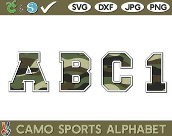 Camo SVG alphabet. Camouflage SVG sports alphabet, Camo Font