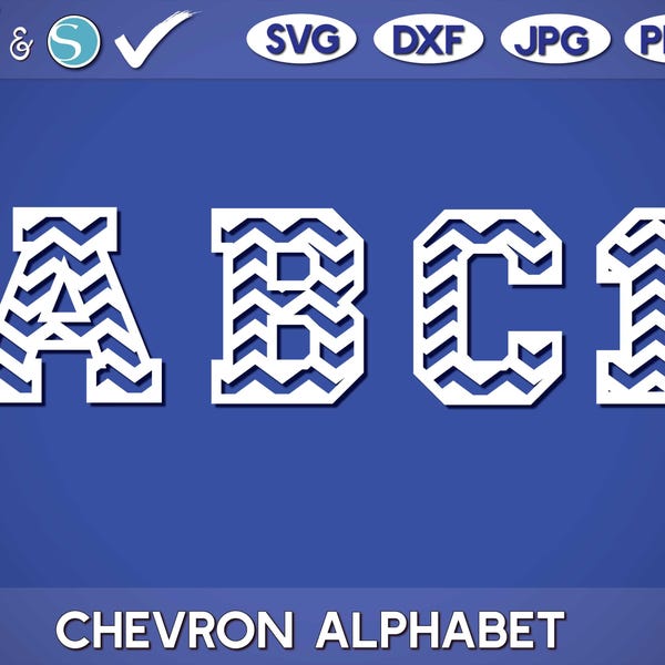 Chevron Monogram SVG, Chevron Alphabet SVG, Chevron Pattern, Chevron Athletic Svg, Chevron Pattern Cut File, Chevron lettres svg, dxf, pdf