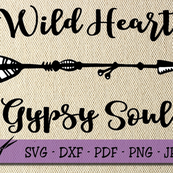 Wild Heart gypsy soul SVG, wild heart gypsy soul cut file, cricut design space, silhouette, T-shirt, iron on projects, mothers day graphic
