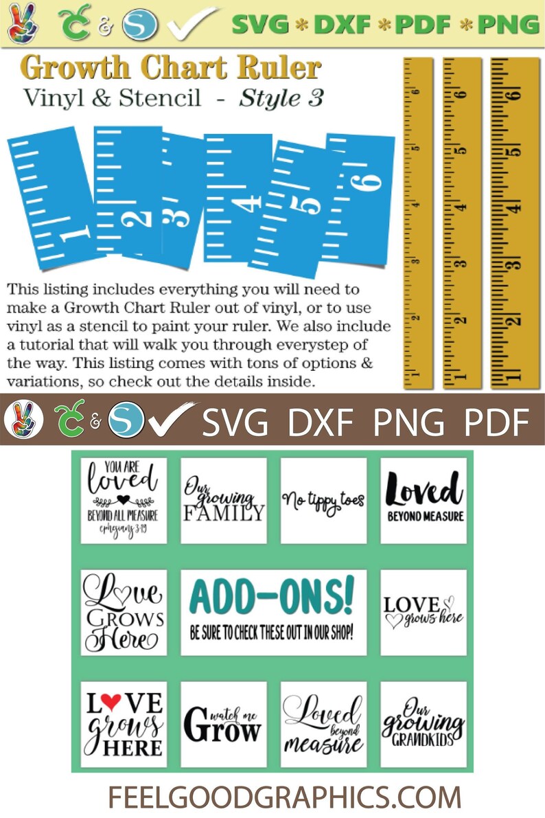 Growth Chart Ruler Stencil File Vinyl Svg Dxf Diy Sign Wall Decal