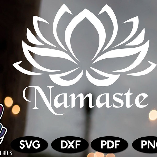 Namaste SVG, Namaste Lotus Flower SVG, Namaste PNG, Namaste With Lotus PnG, Namaste DxF