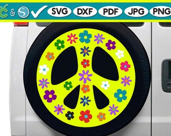 Peace sign SVG | Peace sign flower SVG | Peace sign vector | peace sign cricut | peace sign cut file | PNG | jpg | dxf | silhouette | pdf