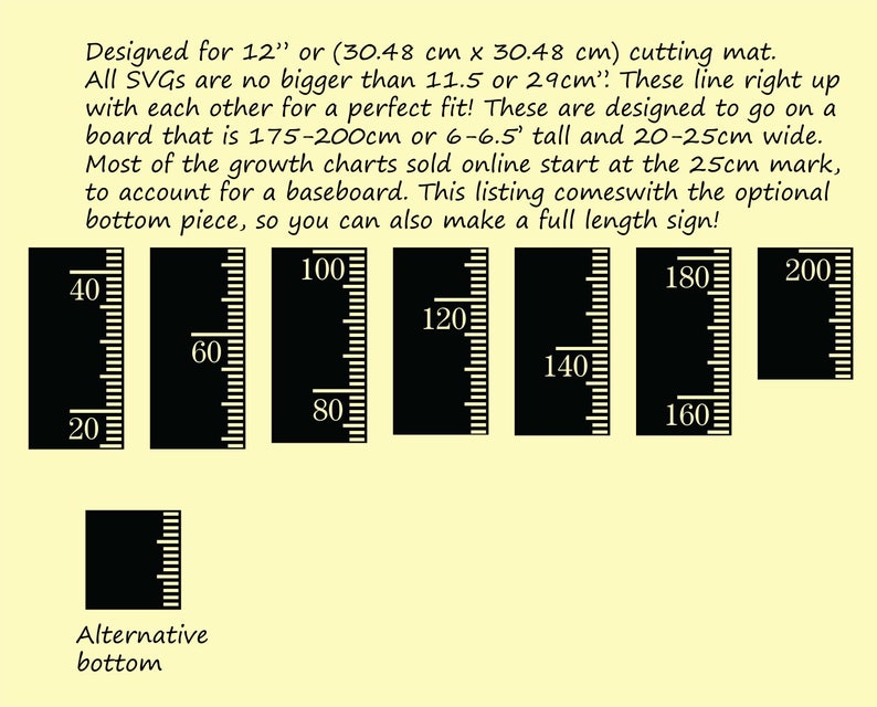 Download Growth Chart Ruler Stencil File Metric Imperial SvG DxF | Etsy