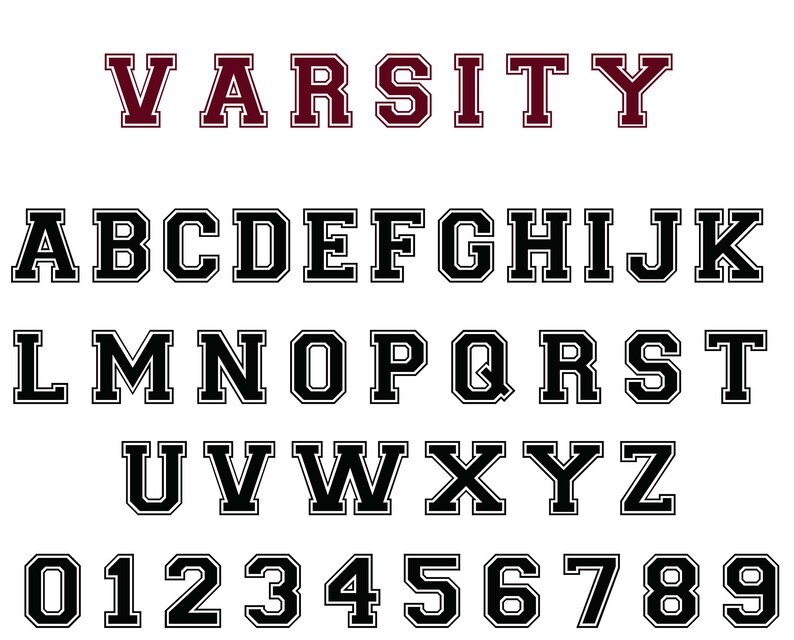 Varsity SVG Alphabet Sports Svg Fonts SVG Varsity Font DXF - Etsy