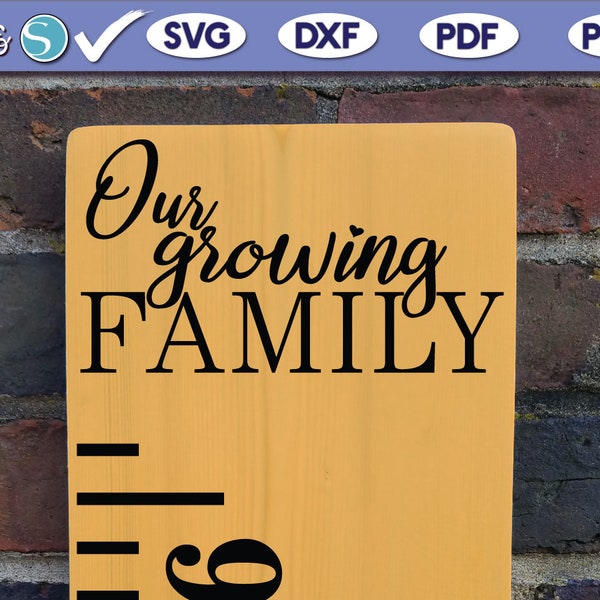 Growth Chart Ruler Add-On, Our Growing Family SVG, Growth Chart Topper, Growth Chart Ruler Markers, DIY Growth Chart SVG