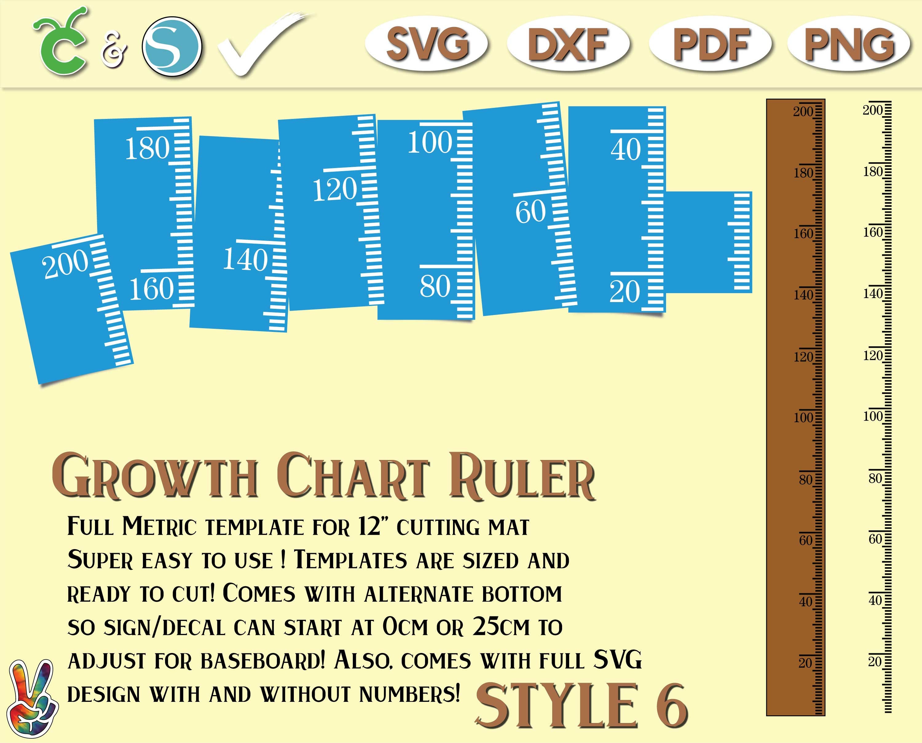 Growth Chart Ruler Stencil File Metric Imperial Svg Dxf Etsy Chart Ruler Interpretation