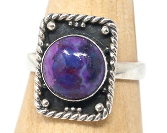 Vintage Southwestern Rare Purple Mohave Turquoise Sterling Silver Ring Size 8.5