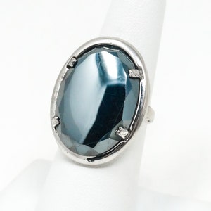 Vintage Designer LSP Co Large Hematite Sterling Silver Ring - Sz 6.5 - 783761286