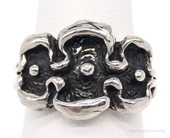 Vintage Brutalist Style Sterling Silver Ring - Si… - image 1