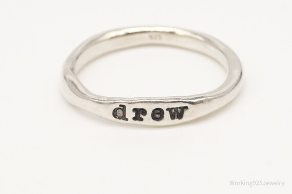 Vintage "Drew" Name Sterling Silver Ring - Size 1… - image 4
