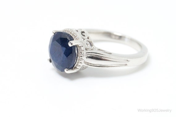 Vintage Art Deco Style Sapphire Sterling Silver R… - image 3