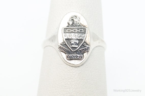 Vintage Rare College Ring Sterling Silver - Size 4 - image 2