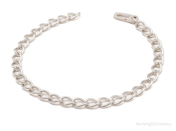 Antique Silver Chain Link Bracelet 7.25" - image 1