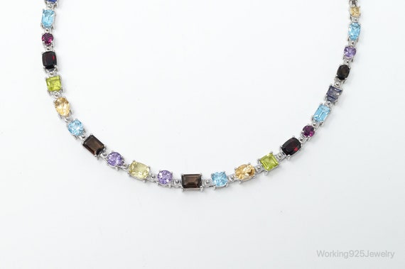 Vintage Multi Stone Sterling Silver Necklace - image 4