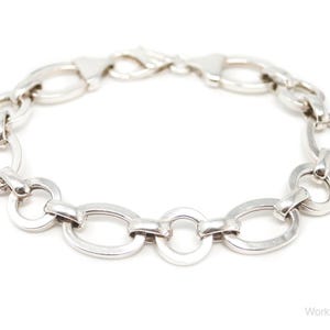 Vintage Italy Designer Oval Link Sterling Silver Bracelet