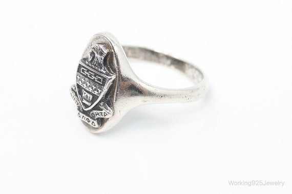 Vintage Rare College Ring Sterling Silver - Size 4 - image 5