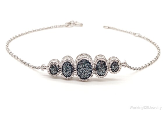 Vintage Blue Diamond Sterling Silver Bracelet - image 6