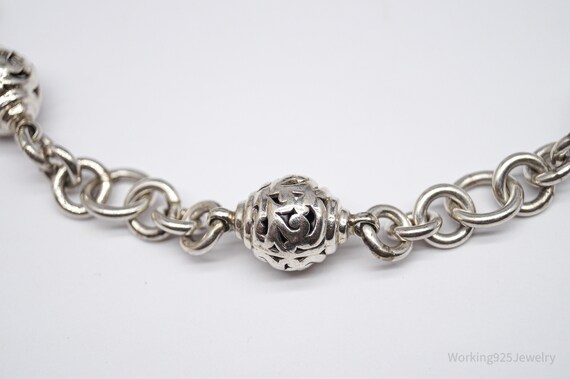 Vintage Scroll Swirl Pattern Silver Toggle Neckla… - image 6