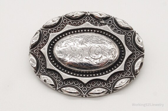 Antique Art Nouveau Silver Floral Pin Brooch - image 4