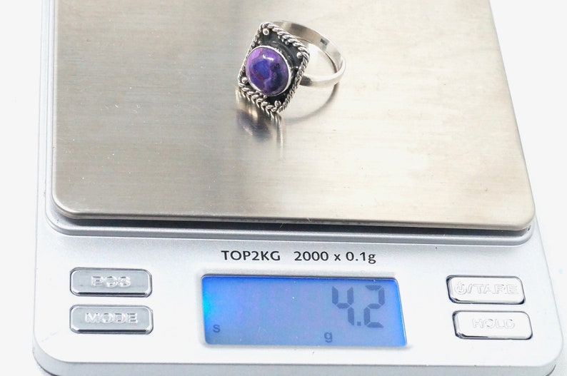 Vintage Southwestern Rare Purple Mohave Turquoise Sterling Silver Ring Size 8.5 image 8