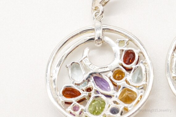 Multi Gemstones Sterling Silver Dangle Earrings - image 6