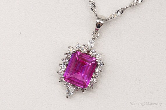 Vintage Faux Ruby Cubic Zirconia Sterling Silver … - image 4