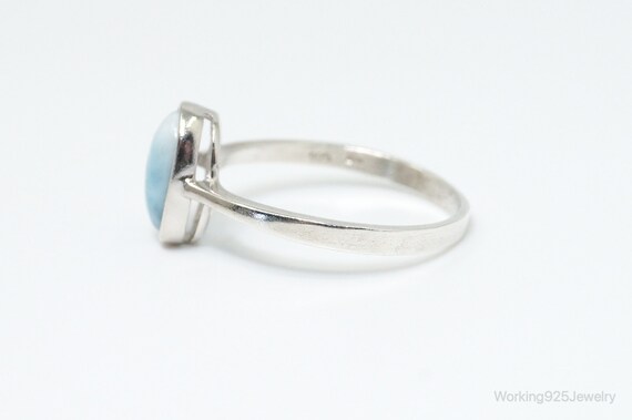 Vintage Blue Larimar Sterling Silver Ring - Size … - image 4