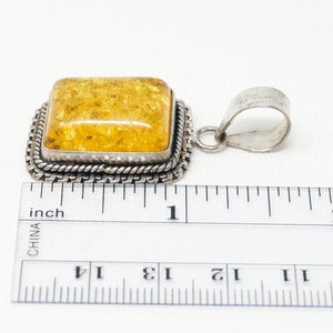 Large Vintage Amber Modernist Sterling Silver Necklace Pendant image 7