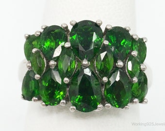 Vintage Peridot Art Deco Sterling Silver Ring -  Size 7