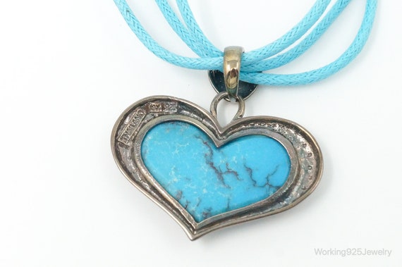 Designer SX Turquoise Heart Sterling Silver Cord … - image 7