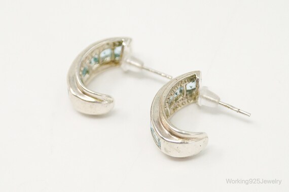 Blue Topaz Art Deco Sterling Silver Earrings - image 7
